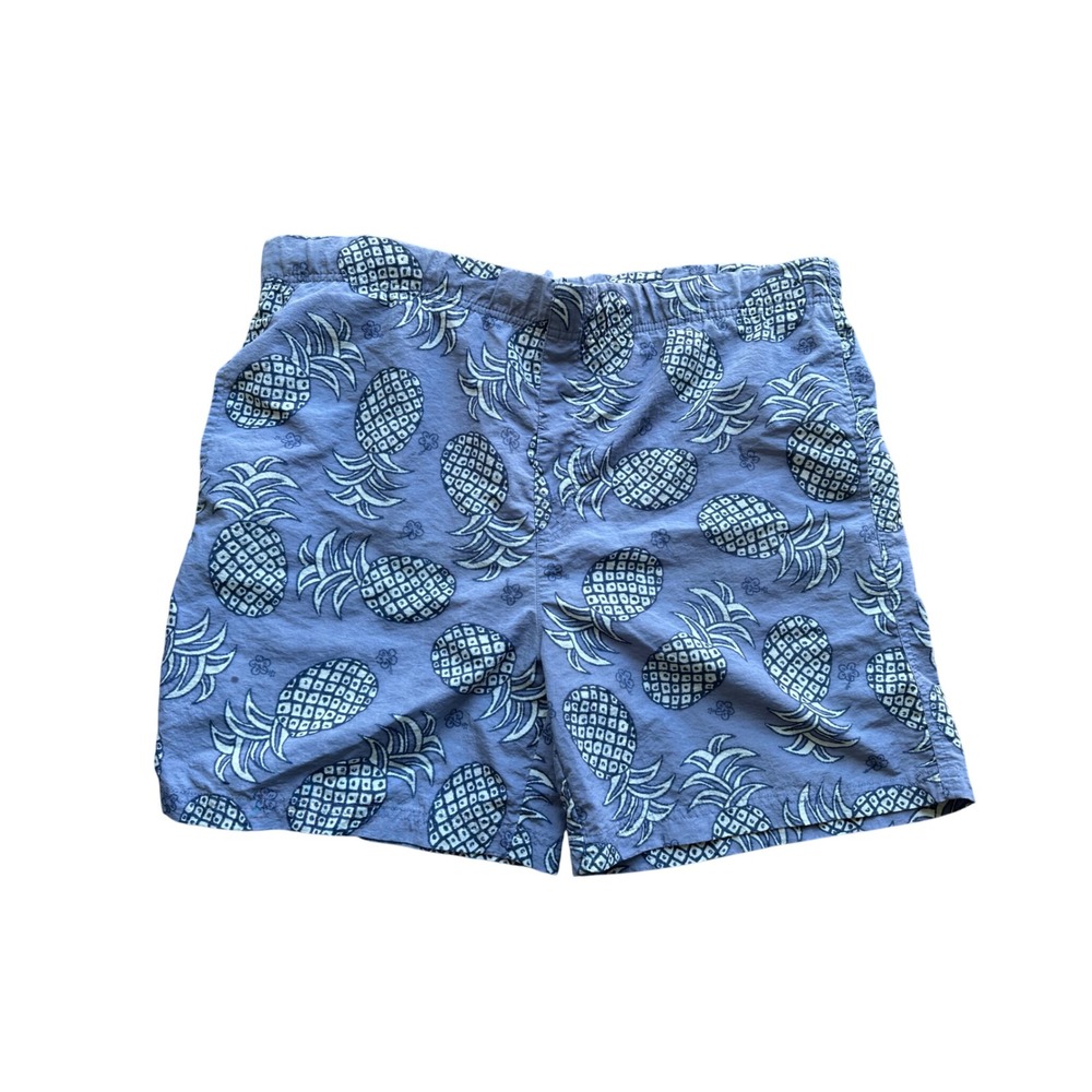 Bike Mens Pineapple Print Swim Trunks Blue Mesh Lined Board Shorts Size Medium